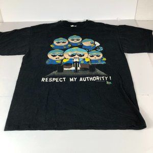 Vintage 1998 South Park Shirt Men Extra Large Black Cartman Respect My Authority